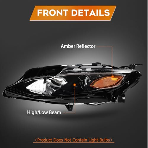 LBRST Headlight Assembly for Chevrolet for Malibu 2019-2022 Chrome Housing Amber Reflector Clear Lens Driver and Passenger Side Headlamp - 3