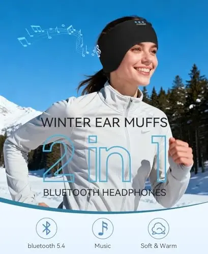 LC-dolida 2-Pack Sleep Headphones Bluetooth 5.4, Ear Warmer Headband Headphones Earphones Wireless, Ear Covers Sleep Mask for Gifts,Workout,Jogging,Yoga(Black and Grey) - LC-DOLIDA (1)