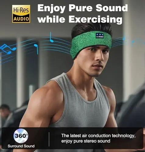 LC-dolida Headband Headphones Bluetooth, Sleep Headphones Wireless Bluetooth with Ultra-Thin HD Stereo Speaker, Sleep Headband Earphones for Workout Yoga Insomnia Meditation Gifts - 5