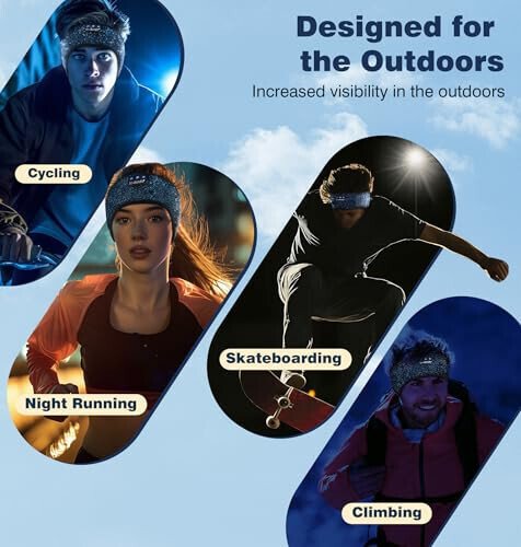 LC-dolida Bluetooth Headband, Reflective Black Headband Headphones Wireless, High Visibility Bluetooth 5.4 Over Ear Headphones for Night Cycling, Jogging, Yoga, Travel - 5