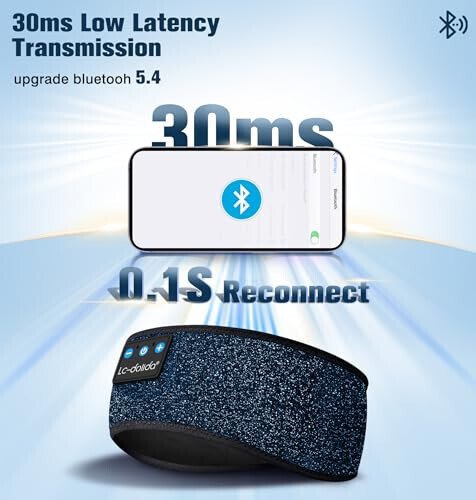 LC-dolida Bluetooth Headband, Reflective Black Headband Headphones Wireless, High Visibility Bluetooth 5.4 Over Ear Headphones for Night Cycling, Jogging, Yoga, Travel - 6