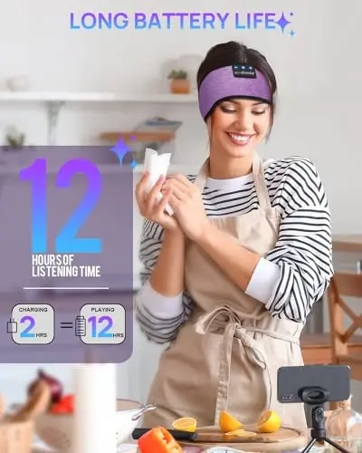 LC-dolida Headband Headphones Bluetooth Headband, Ultra-ingichka HD Stereo karnayli simsiz Bluetooth uyqu naushniklari, mashqlar Yoga Uyqusizlik meditatsiyasi uchun uyqu naushniklari - 6