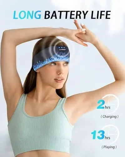 LC-dolida Headband Headphones Bluetooth, Ultra-ingichka HD stereo dinamikli simsiz Bluetooth uyqu naushniklari, mashg'ulot Yoga uyqusizlik meditatsiyasi sovg'alari uchun uyqu naushniklari - 4