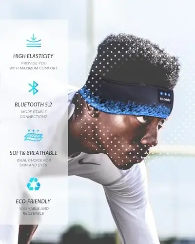 LC-dolida Headband Headphones Bluetooth, Ultra-ingichka HD stereo dinamikli simsiz Bluetooth uyqu naushniklari, mashg'ulot Yoga uyqusizlik meditatsiyasi sovg'alari uchun uyqu naushniklari - 5