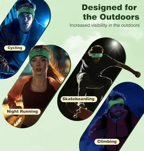 LC-dolida Headband Headphones Bluetooth, Ultra yupqa HD Stereo karnayli simsiz Bluetooth Sleep Headphones, Mashq Yoga Uyqusizlik Meditatsiya Sovg'alari uchun Sleep Headband Eshitish vositasi - 3