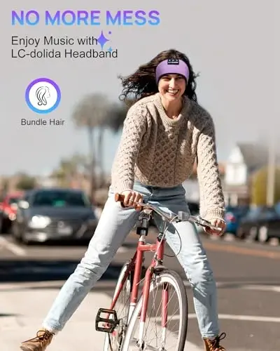 LC-dolida Headband Headphones Bluetooth Headband, Sleep Headphones Wireless Bluetooth with Ultra-Thin HD Stereo Speaker, Sleep Headband Earphones for Workout Yoga Insomnia Meditation Gifts - 3