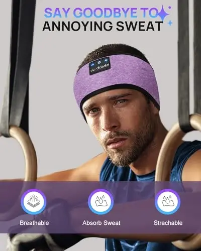 LC-dolida Headband Headphones Bluetooth Headband, Sleep Headphones Wireless Bluetooth with Ultra-Thin HD Stereo Speaker, Sleep Headband Earphones for Workout Yoga Insomnia Meditation Gifts - 4