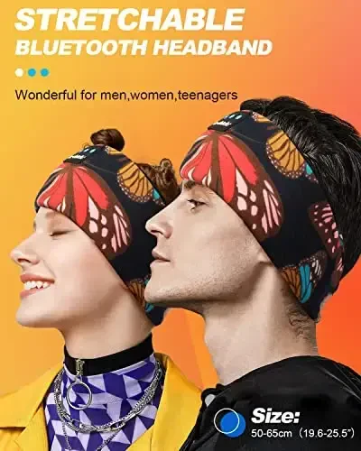 LC-dolida Повязка на голову для сна, Bluetooth 5.4, спортивная повязка для наушников, беспроводные наушники с микрофоном и USB C для женщин, подарок для сна, тренировок, бега, йоги, бессонницы, путешествий, медитации, Бабочка - 1