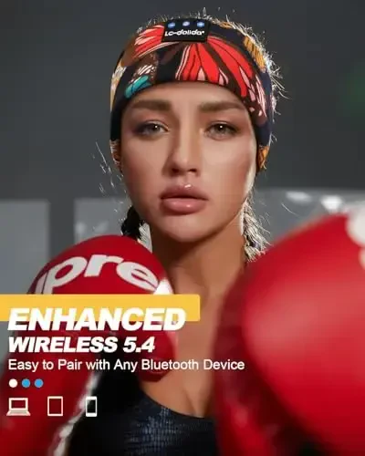 LC-dolida Повязка на голову для сна, Bluetooth 5.4, спортивная повязка для наушников, беспроводные наушники с микрофоном и USB C для женщин, подарок для сна, тренировок, бега, йоги, бессонницы, путешествий, медитации, Бабочка - 3