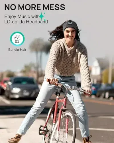 LC-dolida Повязка на голову для сна, Bluetooth 5.4, Спортивная повязка на голову, Беспроводные ультратонкие HD стереонаушники, Беспроводные наушники для сна для тренировок, йоги, бессонницы, бега, медитации, подарков - 3