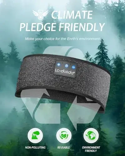 LC-dolida Повязка на голову для сна, Bluetooth 5.4, Спортивная повязка на голову, Беспроводные ультратонкие HD стереонаушники, Беспроводные наушники для сна для тренировок, йоги, бессонницы, бега, медитации, подарков - 7