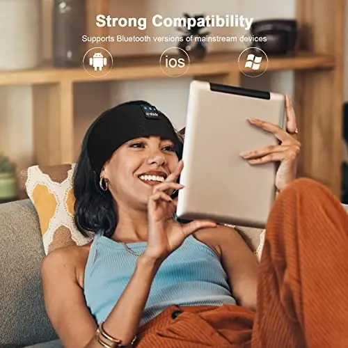 LC-dolida Повязка на голову с наушниками для сна Bluetooth 5.4, Беспроводные наушники-повязка с портом зарядки USB C, Маска для сна для сна, Спорта, Подарков, Тренировок, Бега трусцой, Йоги, Бессонницы, Авиаперелетов, Медитации - 4