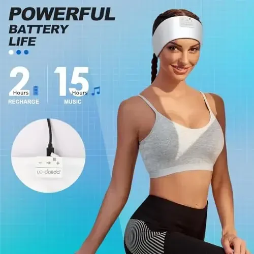 LC-dolida Sleep Headphones Bluetooth 5.2 | Headband Headphones Earphones Wireless | Sleep Mask for Sleeping, Sports, Gifts, Workout, Jogging, Yoga,Insomnia, Air Travel, Meditation - 6