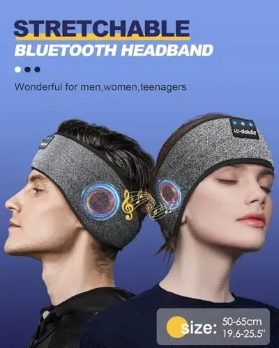 LC-dolida Sleep Headphones Bluetooth 5.4, Headband Headphones Earphones Wireless, Sleep Mask for Gifts,Workout,Jogging,Yoga(Ash) - LC-DOLIDA (1)