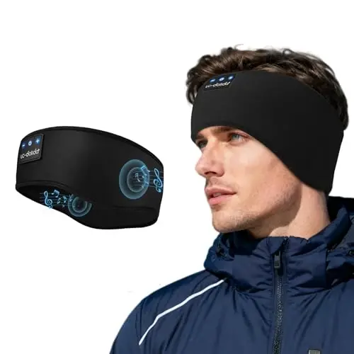 LC-dolida Sleep Headphones Bluetooth 5.4, Headband Headphones Earphones Wireless, Sleep Mask for Gifts,Workout,Jogging,Yoga(Ink) - 1