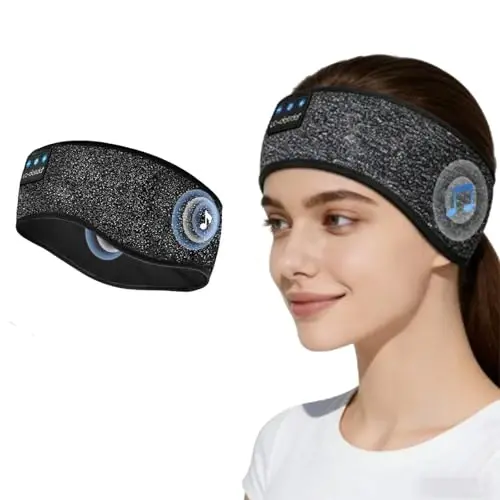 LC-dolida Sleep Headphones Bluetooth 5.4, Headband Headphones Earphones Wireless, Sleep Mask for Gifts,Workout,Jogging,Yoga(Jet) - 1