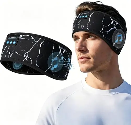 LC-dolida Sleep Headphones Bluetooth 5.4, Headband Headphones Earphones Wireless, Sleep Mask for Gifts,Workout,Jogging,Yoga（Lightning Pattern） - 1