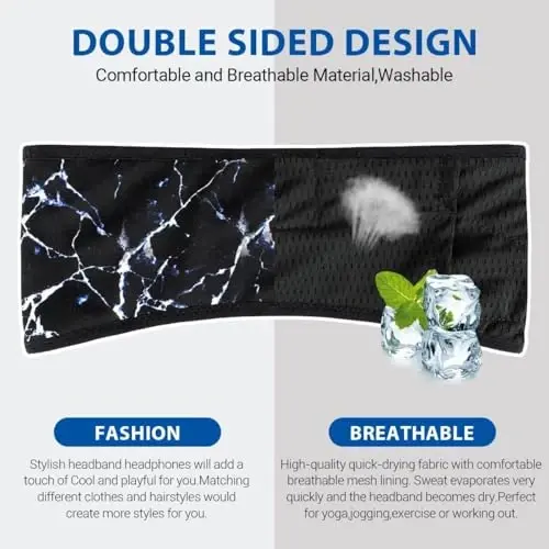 LC-dolida Sleep Headphones Bluetooth 5.4, Headband Headphones Earphones Wireless, Sleep Mask for Gifts,Workout,Jogging,Yoga（Lightning Pattern） - 4