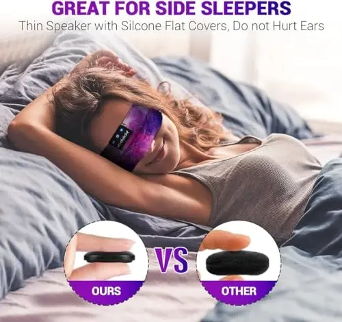 LC-dolida Sleep Headphones Bluetooth 5.4, Headband Headphones Earphones Wireless, Sleep Mask for Gifts,Workout,Jogging,Yoga(Purple) - 4