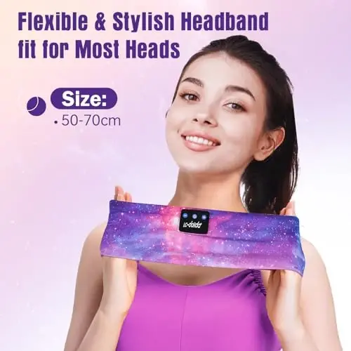 LC-dolida Sleep Headphones Bluetooth 5.4, Headband Headphones Earphones Wireless, Sleep Mask for Gifts,Workout,Jogging,Yoga(Purple) - 6