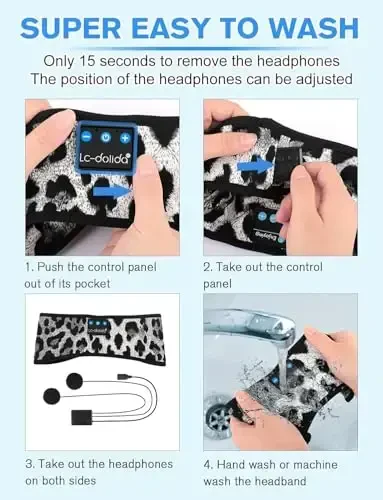 LC-dolida Sleep Headphones Bluetooth, Headband Headphones Earphones Wireless, Sleep Mask for Sleeping, Sports, Gifts, Workout, Jogging, Yoga,Insomnia, Air Travel, Meditation - 7