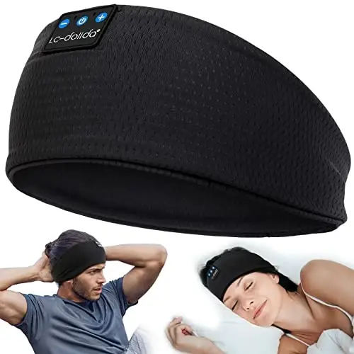 LC-dolida Sleep Headphones Headband Bluetooth 5.4, Headband Earphones Wireless with USB C Charge Port, Sleep Mask for Sleeping, Sports, Gifts, Workout, Jogging, Yoga, Insomnia, Air Travel, Meditation - LC-DOLIDA