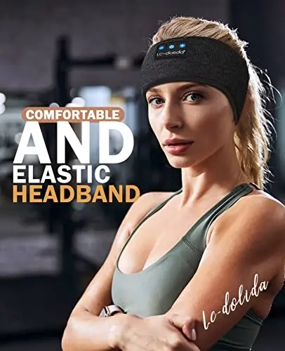 LC-dolida Sleep Headphones Headband Bluetooth 5.4, Headband Earphones Wireless with USB C Charge Port, Sleep Mask for Sleeping, Sports, Gifts, Workout, Jogging, Yoga, Insomnia, Air Travel, Meditation - 4