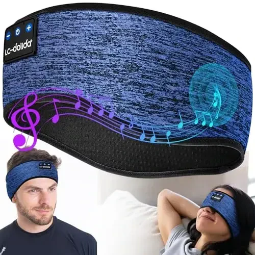 LC-dolida Sleep Headphones Headband Bluetooth 5.4, Sports Headband Earphones Wireless with Speaker Microphone USB C for Women Sleeping Gift Workout Jogging Yoga Insomnia Travel Meditation - LC-DOLIDA