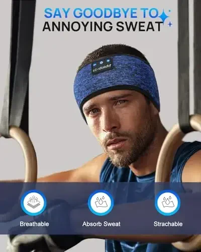 LC-dolida Sleep Headphones Headband Bluetooth 5.4, Sports Headband Earphones Wireless with Speaker Microphone USB C for Women Sleeping Gift Workout Jogging Yoga Insomnia Travel Meditation - 4