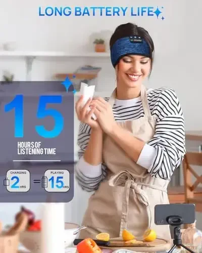 LC-dolida Sleep Headphones Headband Bluetooth 5.4, Sports Headband Earphones Wireless with Speaker Microphone USB C for Women Sleeping Gift Workout Jogging Yoga Insomnia Travel Meditation - 6