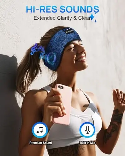 LC-dolida Sleep Headphones Headband Bluetooth 5.4, Sports Headband Earphones Wireless with Speaker Microphone USB C for Women Sleeping Gift Workout Jogging Yoga Insomnia Travel Meditation - LC-DOLIDA (1)