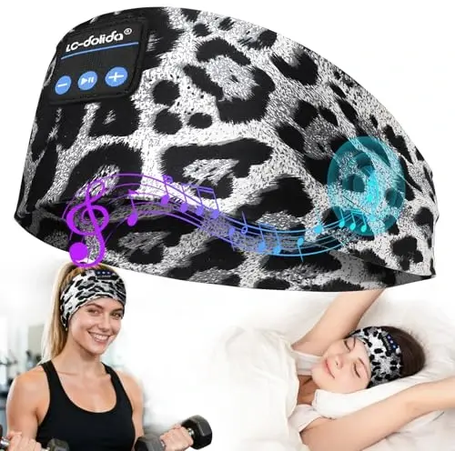 LC-dolida Sleep Headphones Headband Bluetooth 5.4, Sports Headband Earphones Wireless with Speaker Microphone USB C for Women Sleeping Gift Workout Jogging Yoga Insomnia Travel Meditation - 1