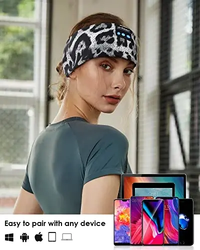 LC-dolida Sleep Headphones Headband Bluetooth 5.4, Sports Headband Earphones Wireless with Speaker Microphone USB C for Women Sleeping Gift Workout Jogging Yoga Insomnia Travel Meditation - 5