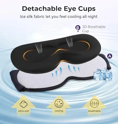 LC-dolida Sleep Headphones, Sleep Mask with Bluetooth 5.4 Headphones, Detachable 3D Blackout Eye Mask with Wireless Headphones Bluetooth Sleep Mask for Side Sleepers, Cooling Music Mask Gift-Lilac - 3