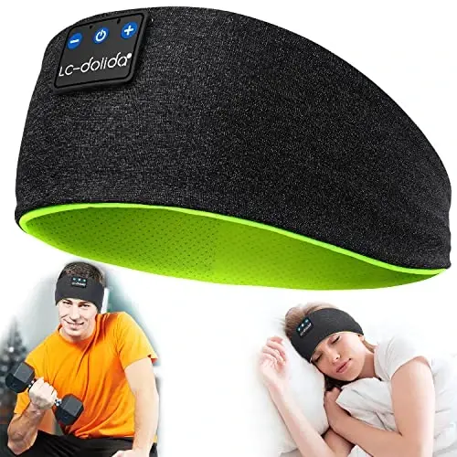 LC-dolida Sleep Headphones Wireless Bluetooth Headband Headphones for Sleeping Music Band Cozy Sleep Mask with Thin HD Stereo Speakers Perfect for Side Sleepers(Black New) 
