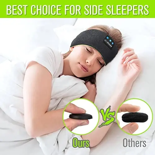 LC-dolida Sleep Headphones Wireless Bluetooth Headband Headphones for Sleeping Music Band Cozy Sleep Mask with Thin HD Stereo Speakers Perfect for Side Sleepers(Black New) - 4