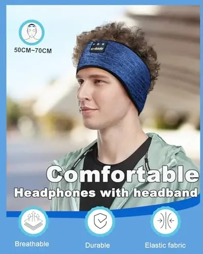 LC-dolida Sleep Headphones Wireless Bluetooth Headbands, Women Sports Earphones Sweat Head Bands, Over-Ear Headphones Headbands for Women's Hair Ultra-Thin Perfect for Side Sleepers Workout Yoga - 3