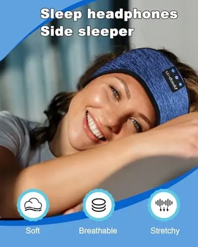 LC-dolida Sleep Headphones Wireless Bluetooth Headbands, Women Sports Earphones Sweat Head Bands, Over-Ear Headphones Headbands for Women's Hair Ultra-Thin Perfect for Side Sleepers Workout Yoga - 4