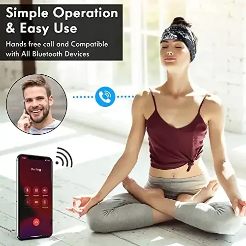 LC-dolida Sleep Наушники Bluetooth 5.4, Наушники-повязка Беспроводные, Маска для сна, для сна, спорта, подарков, тренировок, пробежек, йоги, бессонницы, авиаперелетов, медитации - 6