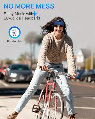 LC-dolida Sleep Headphones Headband Bluetooth 5.4, Sports Headband Earphones Wireless with Speaker Microphone USB C for Women Sleeping Gift Workout Jogging Yoga Insomnia Travel Meditation - 3