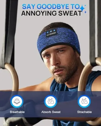 LC-dolida Sleep Headphones Headband Bluetooth 5.4, Sports Headband Earphones Wireless with Speaker Microphone USB C for Women Sleeping Gift Workout Jogging Yoga Insomnia Travel Meditation - 4