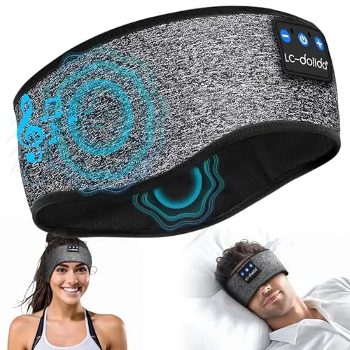LC-dolida Uyku Kulaklığı Bluetooth Saç Bandı, HD Hoparlörlü Kablosuz Saç Bandı, Yan Yatanlar, Spor, Yoga, Seyahat için Kablosuz Kulaklıklar, Anne, Erkekler, Kadınlar, Gençler, Çocuklar için Hediyeler - LC-DOLIDA