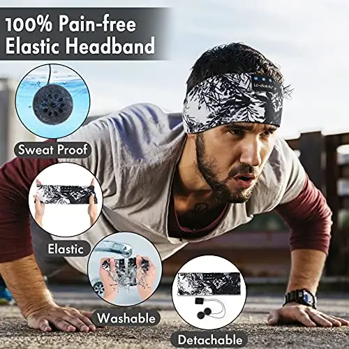 LC-dolida Sleep Headphones Bluetooth 5.4, Headband Earphones Wireless, Sleep Mask for Sleeping, Sports, Gifts, Workout, Jogging, Yoga,Insomnia, Air Travel, Meditation - 3