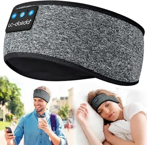 LC-dolida Sleep Headphones Headband Bluetooth 5.4, Sports Headband Earphones Wireless Ultra-Thin HD Stereo Speaker, Sleep Earphones Wireless for Workout Yoga Insomnia Running Meditation Gifts 