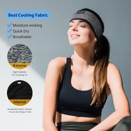 LC-dolida Sleep Headphones Headband Bluetooth 5.4, Sports Headband Earphones Wireless Ultra-Thin HD Stereo Speaker, Sleep Earphones Wireless for Workout Yoga Insomnia Running Meditation Gifts - MODAZONE (1)
