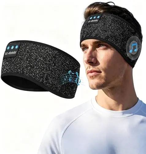 LC-dolida Uyqu Eshitish vositasi Bluetooth, Bosh tasmasi Eshitish vositasi Simsiz, Uxlash uchun niqob, Sport, Sovg'alar, Mashq, Yugurish, Yoga, Uyqusizlik, Havo sayohati, Meditatsiya - 1