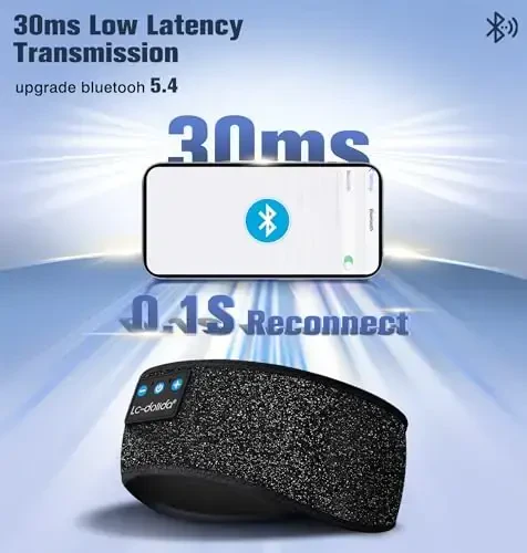LC-dolida Uyqu Eshitish vositasi Bluetooth, Bosh tasmasi Eshitish vositasi Simsiz, Uxlash uchun niqob, Sport, Sovg'alar, Mashq, Yugurish, Yoga, Uyqusizlik, Havo sayohati, Meditatsiya - 4