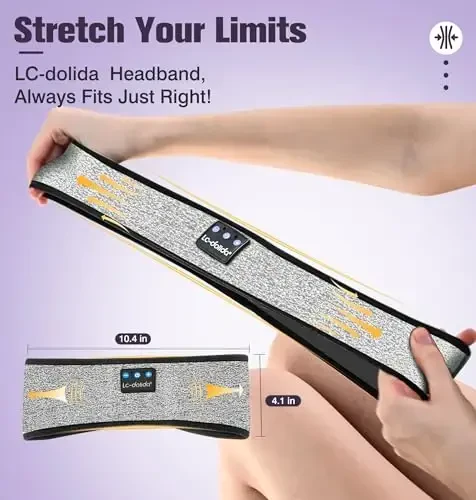 LC-dolida Uyqu Eshitish vositasi Bluetooth, Bosh tasmasi Eshitish vositasi Simsiz, Uyqu uchun niqob, Sport, Sovg'alar, Mashq qilish, Yugurish, Yoga, Uyqusizlik, Havo Sayohati, Meditatsiya - 6
