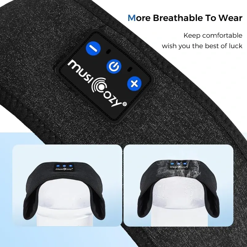 LC-dolida Uyqu uchun Bluetooth Bosh tasmasi, Terga chidamli sport simsiz quloqchinlari, Ayollar, erkaklar va o‘smirlar uchun yugurishda foydalaniladigan ultra yupqa HD stereo qora bosh tasmasi ko‘z niqobi, Sovg‘a uchun ajoyib gadjetlar - 3