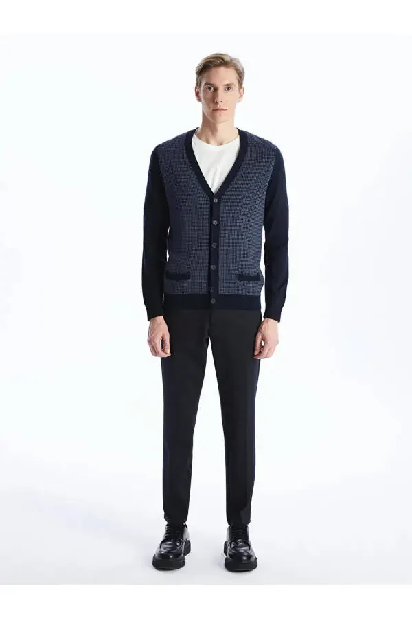 LC Waikiki Classic Navy Blue Men's Knit Cardigan - 2